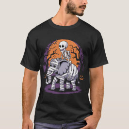 Skelet rijden op een olifant Halloween T-shirt