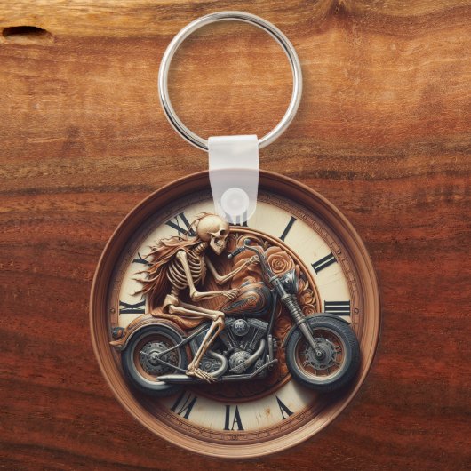 Skelet Rijden op een zonked-out fiets Sleutelhanger (Achterkant)