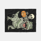 Skelet rijdend op mummie dinosaurus T Rex Hallowee Fleece Deken (Voorkant (Horizontaal))