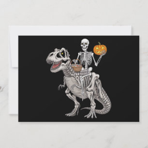 Skelet rijdend op mummie dinosaurus T rex Hallowee Kaart