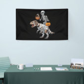 Skelet rijdend op Mummie Dinosaurus T rex Hallowee Spandoek (Beurs)