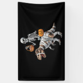 Skelet rijdend op Mummie Dinosaurus T rex Hallowee Spandoek (Verticaal)
