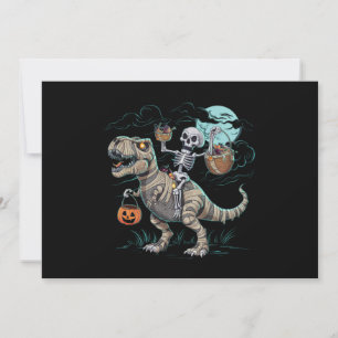 Skelet rijdende dinosaurus T rex Halloween pompoen Kaart