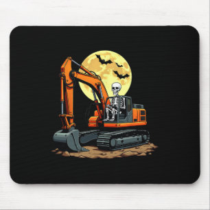Skelet Rijdende Graafmachine Halloween Bouw Muismat