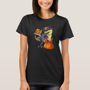 Skelet rijdende mummie dinosaurus rex voor jongens t-shirt
