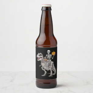 Skelet rijdende mummie dinosaurus T rex Halloween Bier Etiket