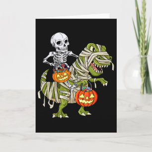 Skelet rijdende mummie dinosaurus T Rex Halloween  Kaart