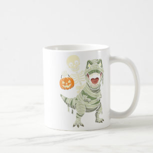 Skelet rijdende mummie dinosaurus T Rex Halloween Koffiemok