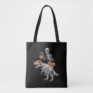 Skelet rijdende mummie dinosaurus T rex Halloween  Tote Bag