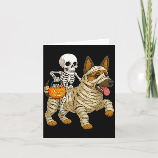 Skelet rijdende mummie Duitse herder hond Kaart (Voorkant)