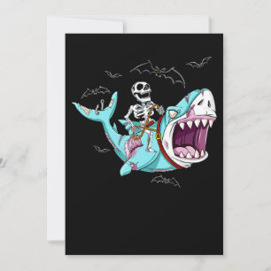 Skelet rijdende zombie haai grappig Halloween cade Kaart