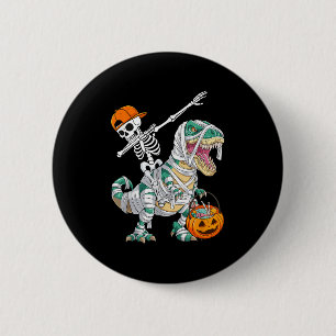 Skelet rijdt dansende Dab Dinosaur T Rex Halloween Ronde Button 5,7 Cm