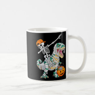 Skelet rijdt dansende Dab dinosaurus T Rex Hallowe Koffiemok