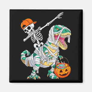 Skelet rijdt dansende Dab dinosaurus T Rex Hallowe Magneet