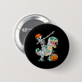 Skelet rijdt dansende Dab dinosaurus T Rex Hallowe Ronde Button 5,7 Cm (Voorkant /achterkant)