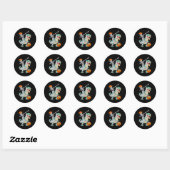Skelet rijdt dansende dab dinosaurus T Rex Hallowe Ronde Sticker (Vel)