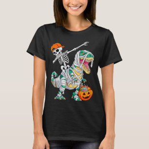 Skelet rijdt dansende Dab dinosaurus T Rex Hallowe T-shirt