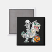 Skelet rijdt dansende Dab dinosaurus Trex Hallowee Magneet (Voorkant / Achterkant)