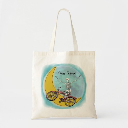 Skelet rijdt op fiets tote bag (Voorkant)