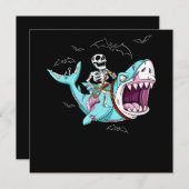 Skelet rijdt zombie haai Funny Halloween cadeau Kaart (Voorkant / Achterkant)