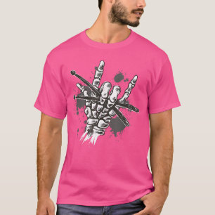 Skelet Rock Hand Drummen Cool Skelet Drummer T-shirt