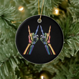 Skelet Rock Hand LGBTQ Cool Rainbow Flag Gay Keramisch Ornament