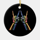 Skelet Rock Hand LGBTQ Cool Rainbow Flag Gay Keramisch Ornament (Voorkant)
