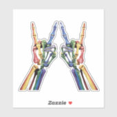 Skelet Rock Hand LGBTQ Cool Rainbow Flag Gay Sticker (Vel)