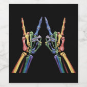 Skelet Rock Hand LGBTQ Cool Rainbow Flag Gay Wijn Etiket (Enkel label)