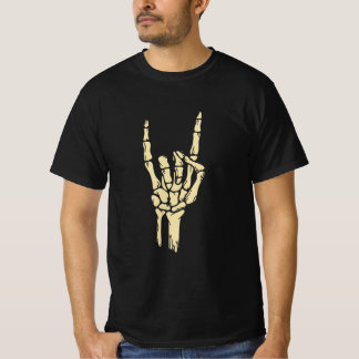 Skelet Rock On Hand Gebaar Grafische T-Shirt - Go