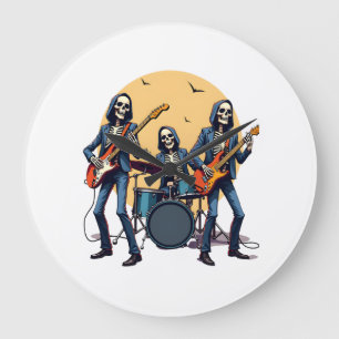 Skelet Rockband � Grappig Halloween T-shirt Grote Klok