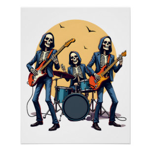 Skelet Rockband - Grappig Halloween T-shirt Perfect Poster