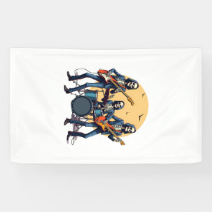Skelet Rockband � Grappig Halloween T-shirt Spandoek