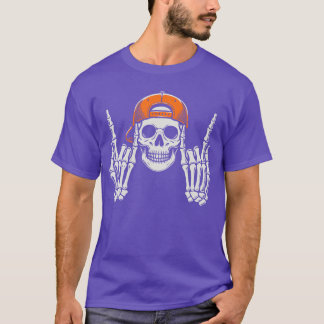 Skelet Rocker Coole Pet Skater Halloween Kostuum T-shirt