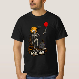 Skelet Rode Ballon Grappig Halloween 2026 T-shirt