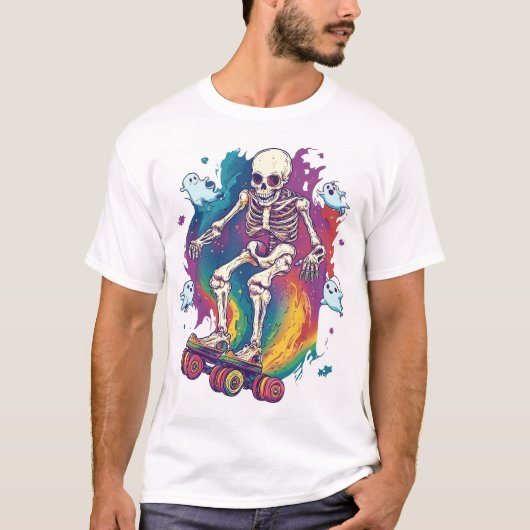 Skelet Roller Schaatsrijder T-shirt (Voorkant)