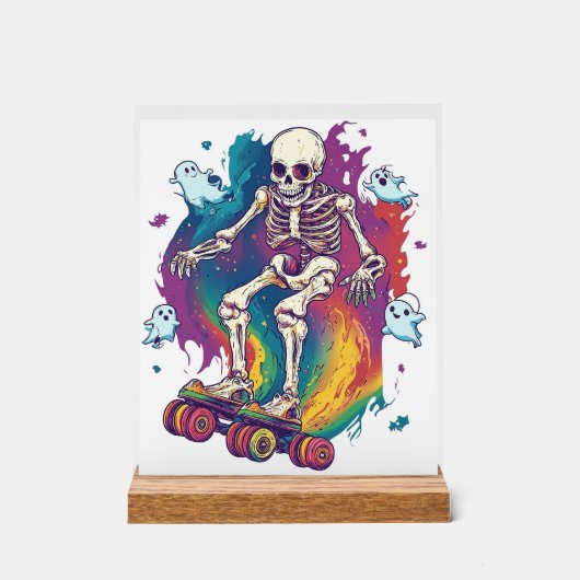 Skelet Roller Skater Acryl Bord (Voorkant)