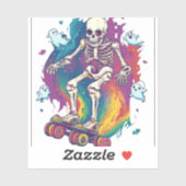 skelet-rolschaatser sticker (Vel)