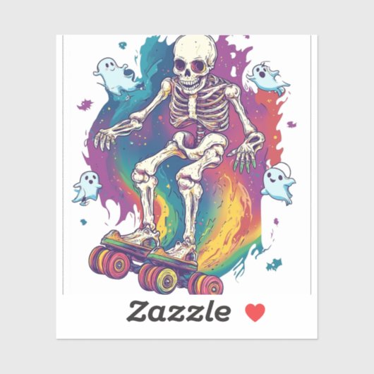 skelet-rolschaatser sticker (Vel)