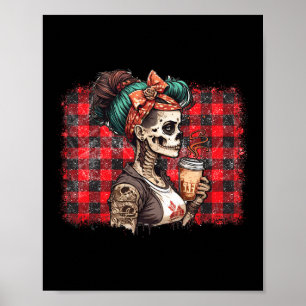 Skelet Rommelige Knot Koffie Grappige Kostuum Moed Poster