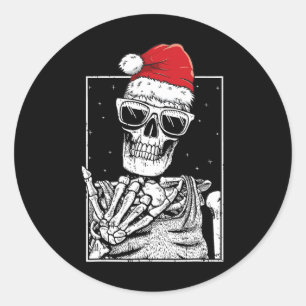 Skelet Rot Hand Halloween Kerst Rock Muziek  Ronde Sticker