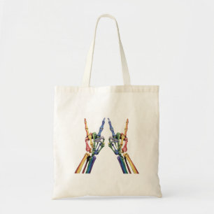 Skelet Rots Hand LGBTQ Cool Regenboog Vlag Homosek Tote Bag