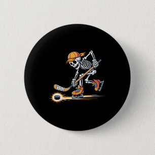 Skelet Schaatsen Op Ijs In Schaatsen Met Pet En St Ronde Button 5,7 Cm