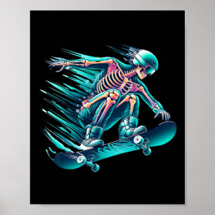 Skelet Schaatsen Snelheid Cool Poster