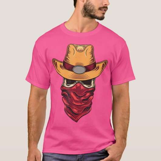 Skelet Schedel Draag Cowboy Pet Rodeo  Weste T-shirt (Voorkant)