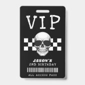 Skelet Schedel Geruite Kinderen VIP Verjaardagsfee Badge (Voorzijde)