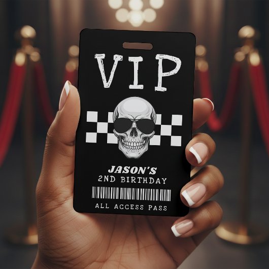 Skelet Schedel Geruite Kinderen VIP Verjaardagsfee Badge