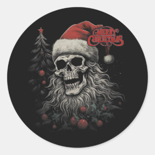 Skelet Schedel Grappig Prettig Kerstmis Sinterklaa Ronde Sticker