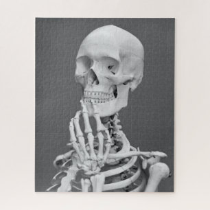 Skelet Schedel Halloween Zwart en Wit Grijs Legpuzzel