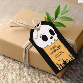 Skelet Schedel Kerkhof Zwarte Gotische Halloween Cadeaulabel